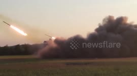 Russia shows off 'Hurricane' multiple launch rocket systems in action in Ukraine
