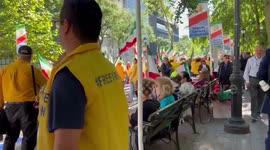 Walk through the rally against Ebrahim Raisi in New York, USA