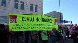 Hundreds of healthcare workers in Nantes, France protest for better wages