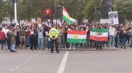 Mahsa Amini: Protesters gather outside UK Parliament for women's rights in Iran