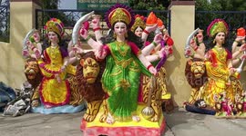 Colorful Idols of Goddess Durga for sale on Navratri Durga Puja festival in India