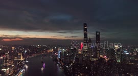 Huangpu River City Landmarks in Shanghai, China