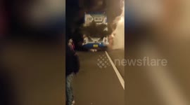 Dozens of passenger escape from bus fire in Thailand