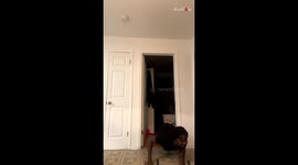 Man doesn't even get 1 rep in before newly installed pull-up bar buckles