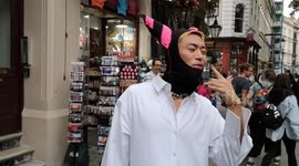 Crazy fashion at London Fashion Week as one fashionista wows the public in his crazy outfit