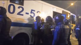 Russian police drag screaming protesters away from anti-war rally in Moscow