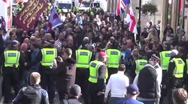 Hundreds of anti-migrant protesters march to Home Office in London, UK