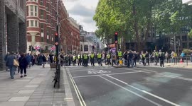 Traffic comes to a standstill as anti-immigration DFLA marches at Victoria Street, London