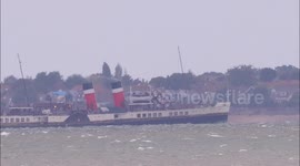 Waverley paddle steamer back on Thames in 75th anniversary year off Kent, UK