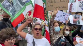 Thousands of Mahsa Amini protesters gather in Trafalgar Square
