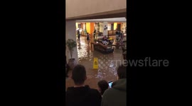 Heavy rainfall in Spain floods a hotel in Salou as cars washed away elsewhere