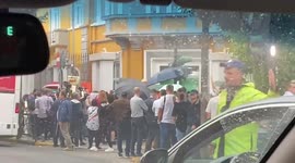 A group of students protesting in Tirana against government decision to close their school