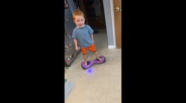 3 y/o boy's first day riding a hoverboard is far from perfect *He Fell!*