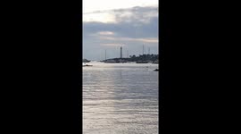 Lighthouse and Lobster Boat in Marblehead, Massachusetts Shot Vertically for Instagram Reels
