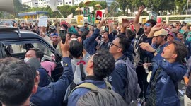 Students protest on Farmer Day in Jakarta, Indonesia