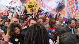 Candidate for governor of Sao Paulo takes campaign walk in Osasco, Brazil