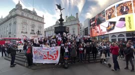 Mahsa Amini protest in London’s Piccadilly Circus