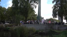 Anti-abortion rights protesters interrupt pro-abortion gathering in Nantes, France