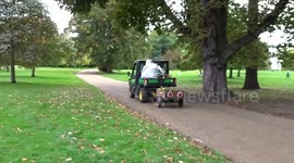 Royal Parks truck with Queen's floral tributes from Green Park spotted in Kensington Gardens