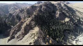 Aerial Footage Of Tianshan mountain River Valley in Hami, China