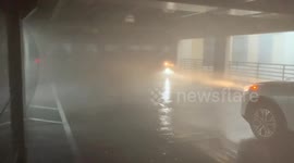 Look inside a parking garage as Hurricane Ian hits Punta Gorda, Florida