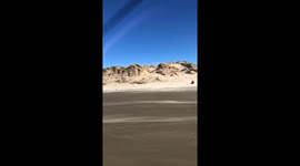 Heavy winds on the beaches of Wales