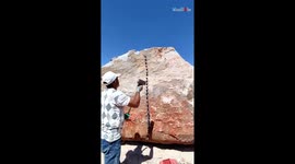 The process of cracking open giant rocks is both COMPELLING and SATISFYING to watch