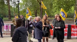 Public services union stage pay, pensions and jobs protest outside UK Treasury