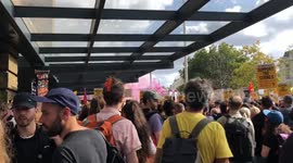 Thousands of workers and RMT supporters protest outside of Kings Cross