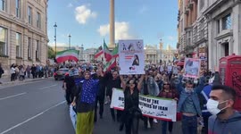 Thousands of Mahsa Amini protesters march to Parliament Square
