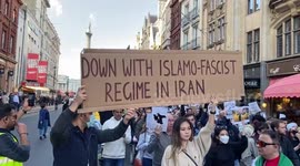 Thousands of Mahsa Amini protesters march to Parliament Square