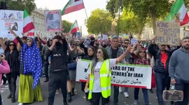 Thousands of Mahsa Amini protesters march to Parliament Square