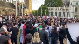 Thousands of Mahsa Amini protesters gather in Parliament Square