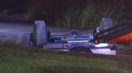 Jeep driver ends up in northeast Houston ditch upside down, TX, USA