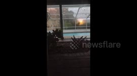 Power lines sparkle during Hurricane Ian in Lakeland, FL, USA