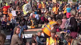 Just Stop Oil Protestors block Waterloo Bridge in London, UK