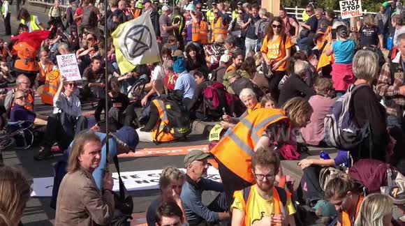 Just Stop Oil Protestors block Waterloo Bridge in London, UK