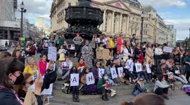 Newsflare Edit - Feminist protest against the Iran regime in Piccadilly Circus