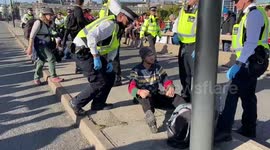 Police arrest Just Stop Oil protesters blocking Waterloo Bridge.