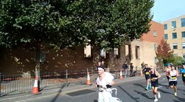 a bride is running at the marathon