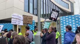 Demonstrations take place outside the Tory Party Conference in Birmingham