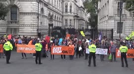 Just Stop Oil activists take part in protest blocking Downing Street