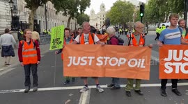 Just Stop Oil protesters block Whitehall outside Downing Street