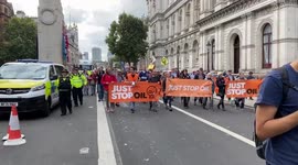 Just Stop Oil climate activists march in Whitehall