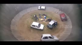 Banned stunt in several states in India , couple of bikes and cars Daredevil driving in  Well of Death