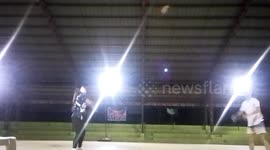 Boyfriend accidentally spikes volleyball in girlfriend's face during practice