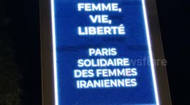 'Woman, Life, Freedom' say electronic panels in Paris in support of Iranian women