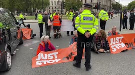 Just Stop Oil climate activists block the streets in Parliament Square again