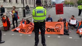 Just Stop Oil climate activists block the streets in Parliament Square once again,