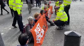Just Stop Oil climate activists block the streets in Parliament Square once again,